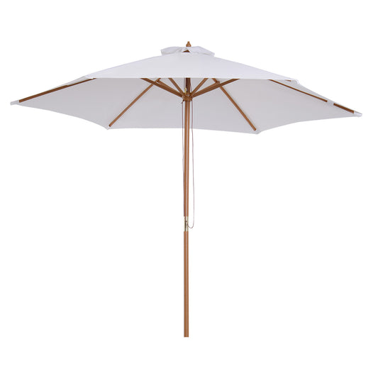 φ9' x 8' H Patio Umbrella, Market Umbrella with Hardwood Frame and Wind Vent, Outdoor Beach Parasol, White at Gallery Canada