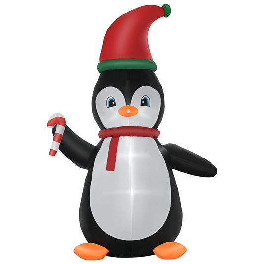 8.2' Inflatable Penguin Holding Candy Cane LED Lights Outdoor Decoration - Gallery Canada