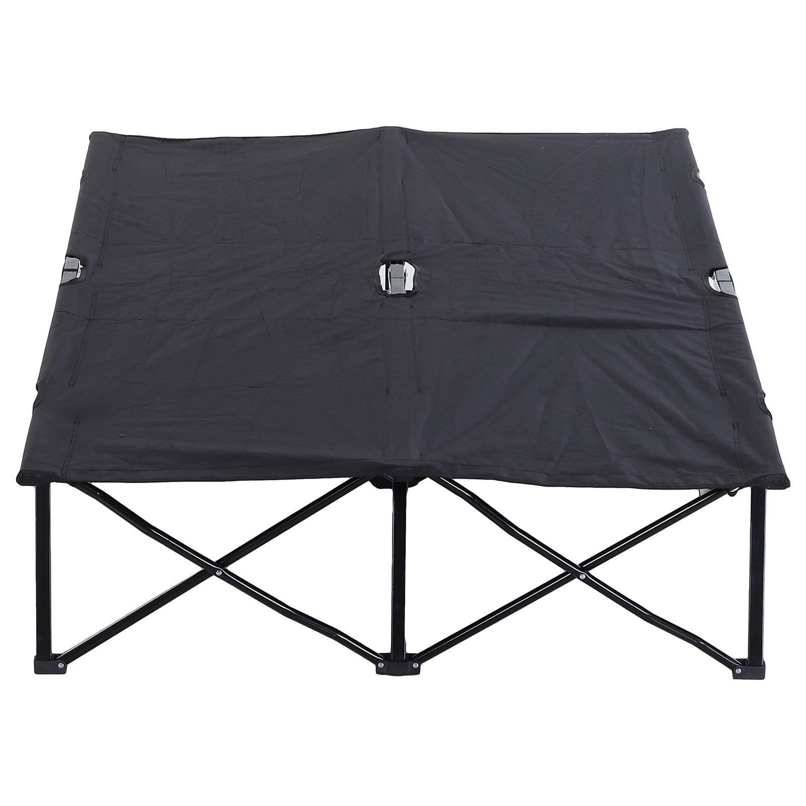 76" Two Person Folding Camping Cot Outdoor Portable Double Cot Wide Military Sleeping Bed w/ Carrying Bag Black at Gallery Canada