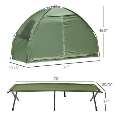 Compact Pop Up Portable Folding Outdoor Elevated Camping Cot Tent Combo Set Dark Green at Gallery Canada