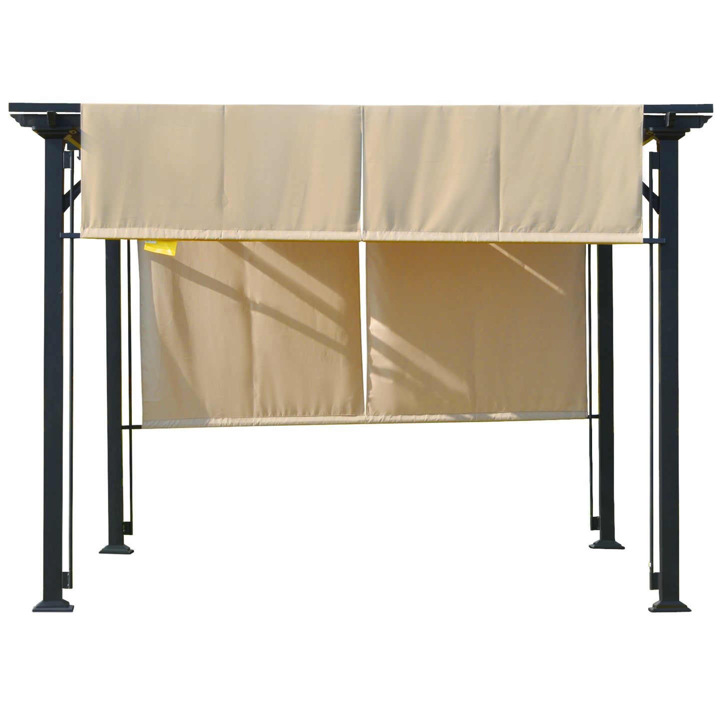 12' x 10' Outdoor Patio Gazebo Pergola with Retractable Canopy Roof, Steel Frame with Stakes, Unique Design, Beige at Gallery Canada