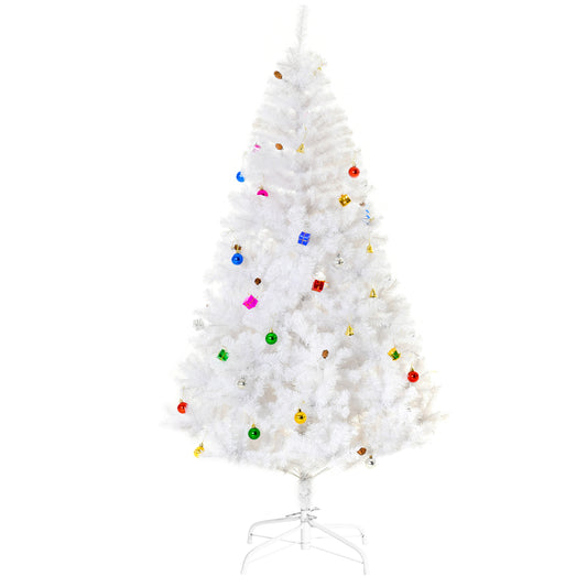 5.9ft Artificial Christmas Tree Xmas Holidays Décor with Ornament White at Gallery Canada