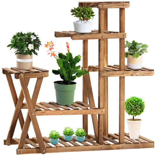 Wood Plant Stand 5 Tier Plant Shelf Multiple Flower Pot Holder for Living Room, Patio Corner, Balcony, Indoor Outdoor Use, Natural - Gallery Canada