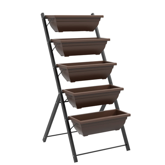 5-Tier Raised Garden Bed with 5 Planter Box, Outdoor Plant Stand Grow Containers with Leaking Holes, Brown at Gallery Canada