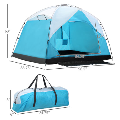 4 Person Camping Tent with Door Windows Backpacking Tent for Family Hiking Travel Hunting Picnic Blue and Grey at Gallery Canada