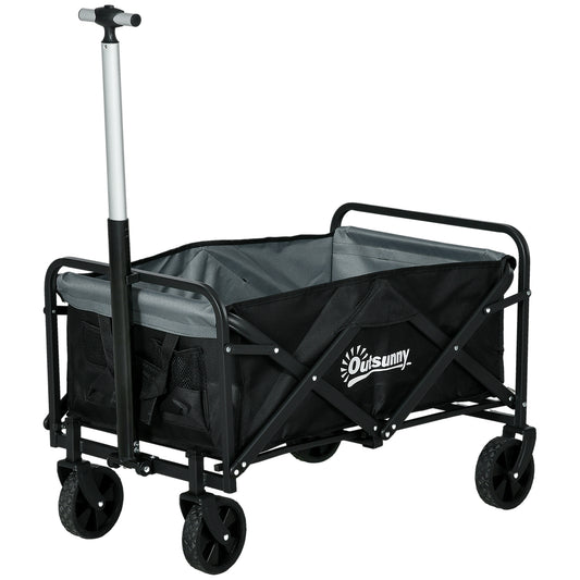 Steel Frame Folding Garden Cart, Collapsible Wagon with Telescopic Handle and All-Terrain Wheels at Gallery Canada