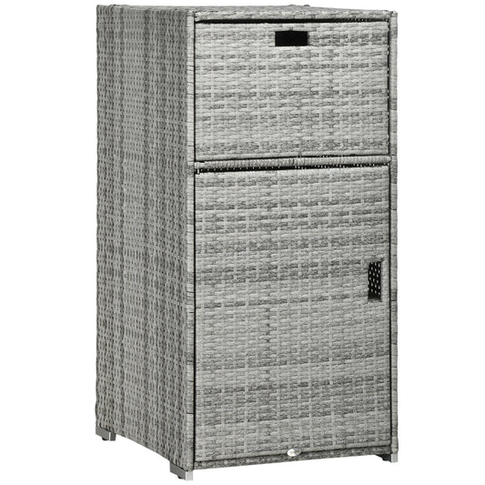 Patio Storage Cabinet, Outdoor Towel Rack for Pool, Waterproof PE Rattan Wicker, Hot Tub Accessory, with Basket Drawer, Mixed Grey - Gallery Canada