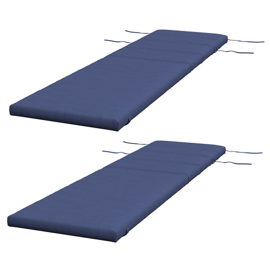 Patio Chaise Lounge Chair Cushions Replacement Sun Lounger Pads with Headrest and Ties, Set of 2, Dark Blue - Gallery Canada