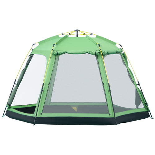 6 People Pop Up Design Camping Tent, 2-Tier Fabric Backpacking Tent with 4 Windows 2 Doors Portable Carry Bag for Fishing Hiking, Green