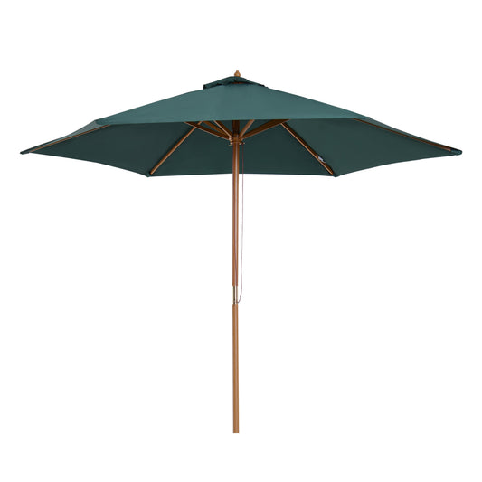 φ9' x 8' H Patio Umbrella, Market Umbrella with Hardwood Frame and Wind Vent, Outdoor Beach Parasol, Green at Gallery Canada