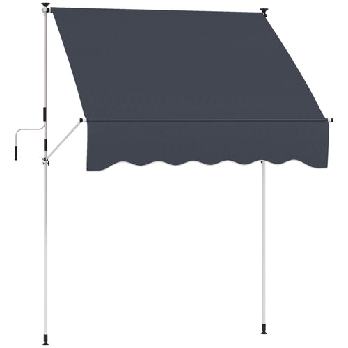 6.6'x5' Manual Retractable Patio Awning Sun Shelter Window Door Deck Canopy, Water Resistant UV Protector, Black