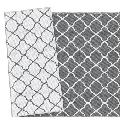 Waterproof Outdoor Rug, 6' x 9' RV Rug Reversible Mat for Backyard, Deck, Picnic, Beach, Camping, Grey &; White Net at Gallery Canada