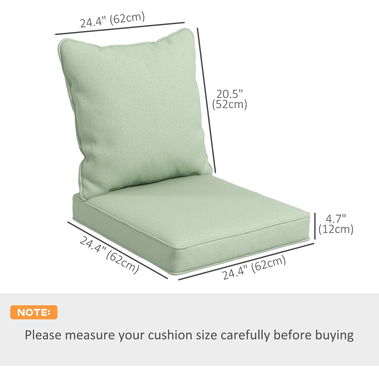 4-Piece Seat Cushion Back Pillows Replacement, Patio Chair Cushions Set for Indoor Outdoor, Green at Gallery Canada