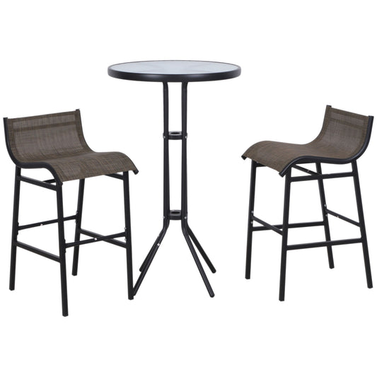 3pcs Outdoor Patio Pub Set Garden High Bistro Set 1 Table &; 2 Bar Stool Dining Chat Set Tan at Gallery Canada