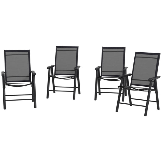 4-Piece Folding Chair Set for Relaxing on Patio Balcony Garden, Comfortable Outdoor Furniture with Armrests, Black at Gallery Canada