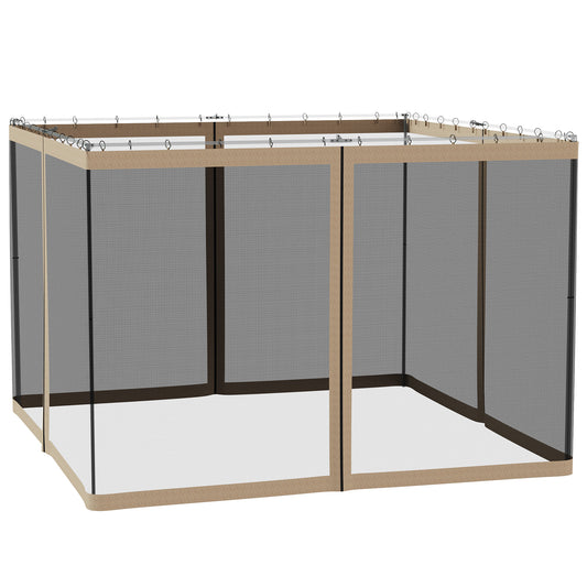 Replacement Mosquito Netting for Gazebo 10' x 10' Black Screen Walls for Canopy with Zippers for Parties and Outdoor Activities, Khaki - Gallery Canada