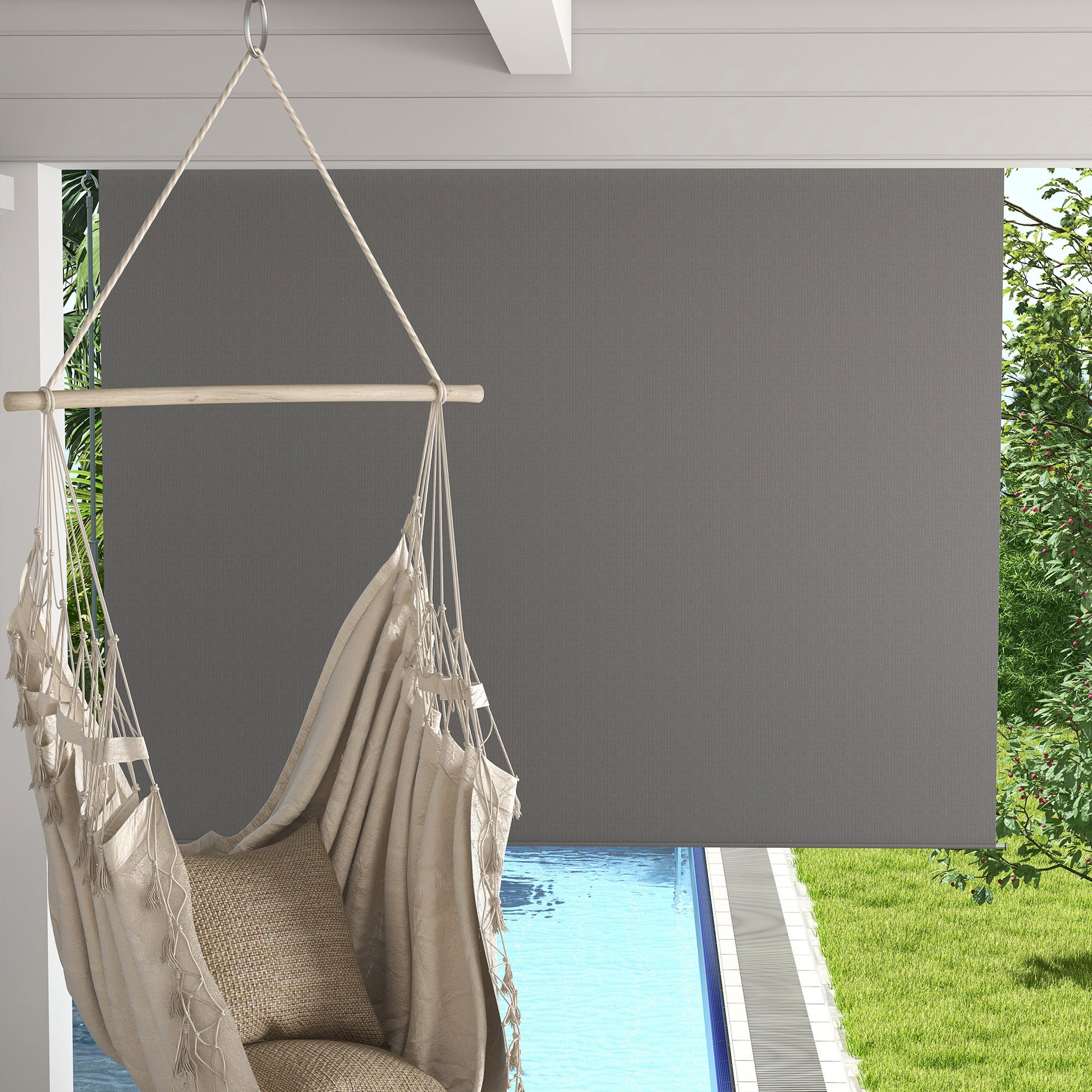 8' x 6' Patio Door Blinds, Outdoor Roller Shades, Cordless Roll Up Shade for Porch Gazebo, Light Grey at Gallery Canada
