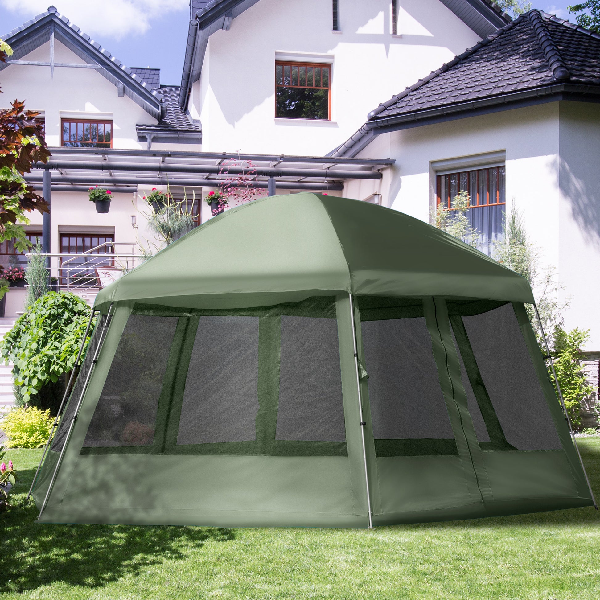Camping Tent for 6-8 Person, Portable Family Tent with Carrying Bag, Easy Set Up for Hiking and Outdoor, Dark Green at Gallery Canada