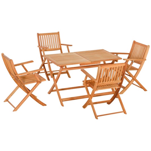 5-Piece Wood Patio Dining Set for 4, Dining Table and Chairs Set, Folding Outdoor Patio Furniture for Patio, Backyard and Garden, Golden-Brown at Gallery Canada