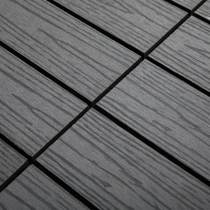 WPC Interlocking Deck Tiles, 11 Pack 12" x 12" Outdoor Tiles, Tools Free Assembly, Waterproof and Non-slip Patio Flooring, Grey at Gallery Canada