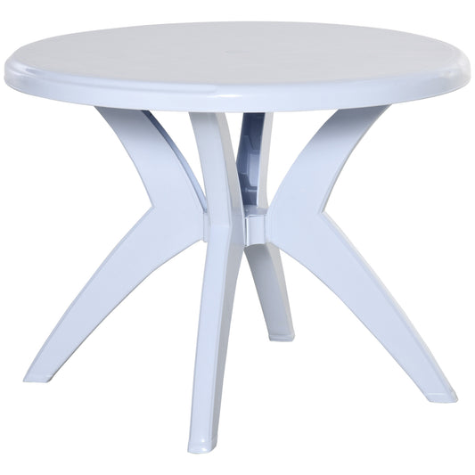 Patio Dining Table with Umbrella Hole Round Outdoor Bistro Table for Garden Lawn Backyard, White at Gallery Canada
