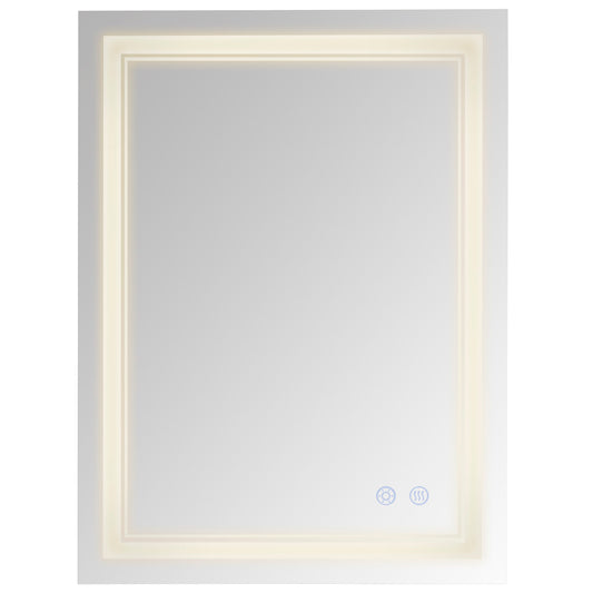 24" x 32" LED Bathroom Mirror, Dimmable Lighted Anti Fog Wall-Mounted Mirror, with 3 Colour, Smart Touch, Plug-in, Vertical or Horizontal Hanging - Gallery Canada