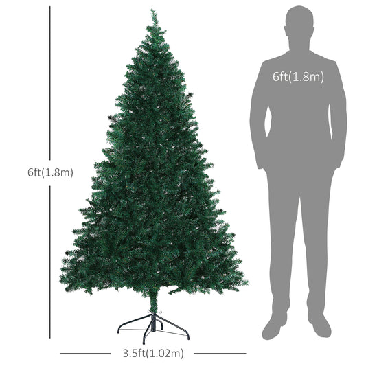 6ft Christmas Tree Unlit Artificial Spruce Full Tree with Solid Metal Stand - Gallery Canada