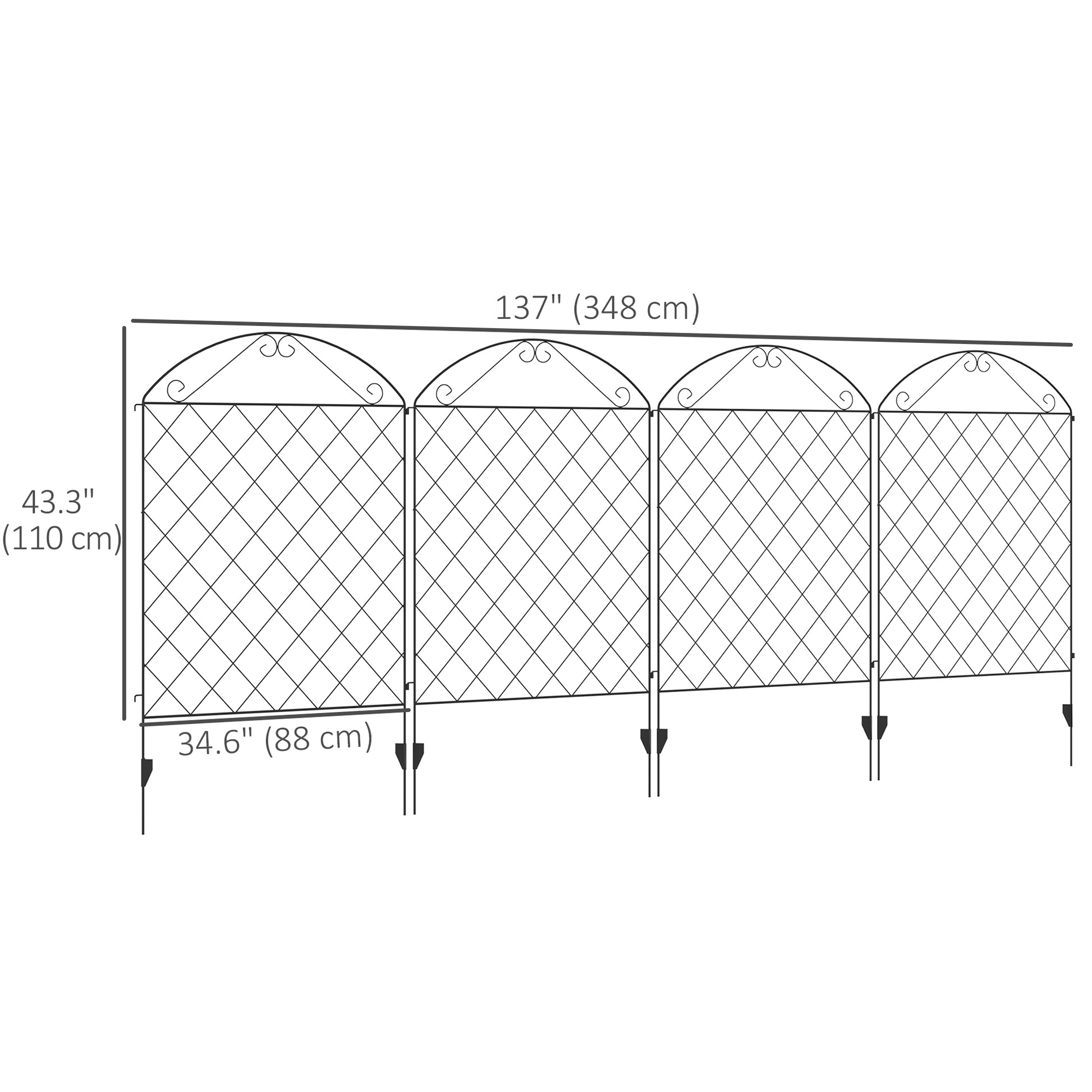 Outdoor Metal Garden Fence Panels, Animal Barrier &; Border Edging for Yard, Patio, 4 Pack, Curved Scrollworks at Gallery Canada