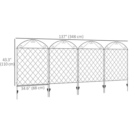 Outdoor Metal Garden Fence Panels, Animal Barrier &; Border Edging for Yard, Patio, 4 Pack, Curved Scrollworks at Gallery Canada