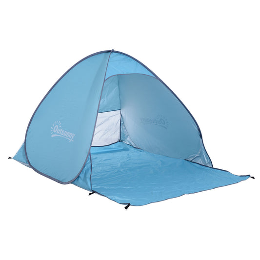 Pop Up Beach Tent Portable Sun Shelter UV Protection Outdoor Patio with Carry Case &; Stakes Blue at Gallery Canada