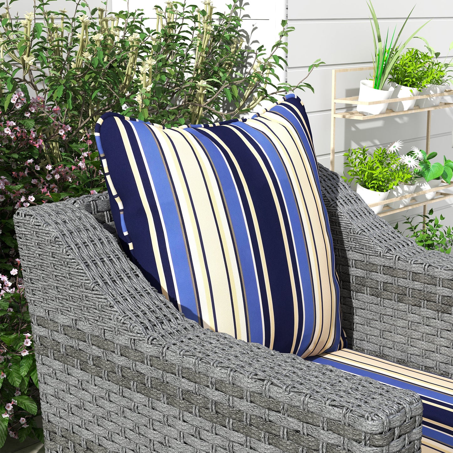 4-Piece Seat Cushion Back Pillows Replacement, Patio Chair Cushions Set for Indoor Outdoor, Blue at Gallery Canada