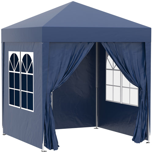 6.6'x6.6' Pop Up Gazebo Canopy Tent with Sidewalls, Instant Sun Shelter, with Carry Bag, for Outdoor, Garden, Patio, Blue