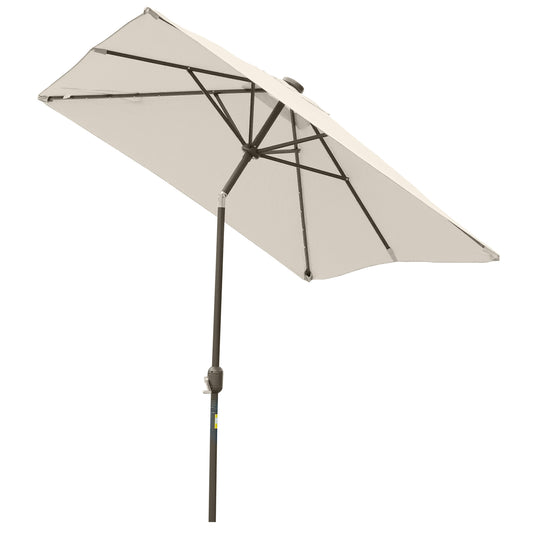 6' x 10' Patio Umbrella with 35 LED Solar Lights and Tilt, Rectangular Outdoor Table Umbrella with Crank, Beige at Gallery Canada