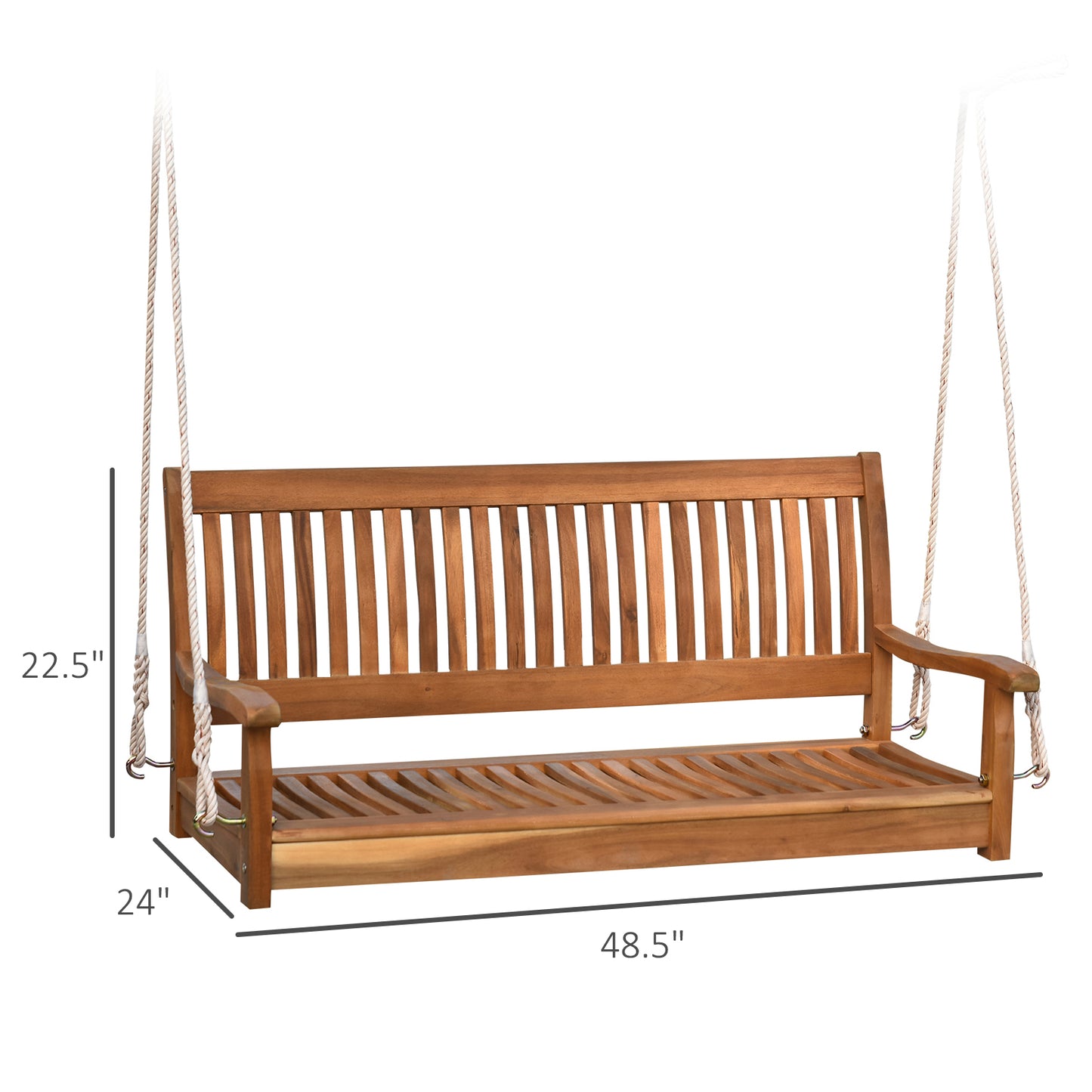 50'' Wooden Swing Bench Garden w/ Supportive Ropes for 2 Person Without Frame at Gallery Canada