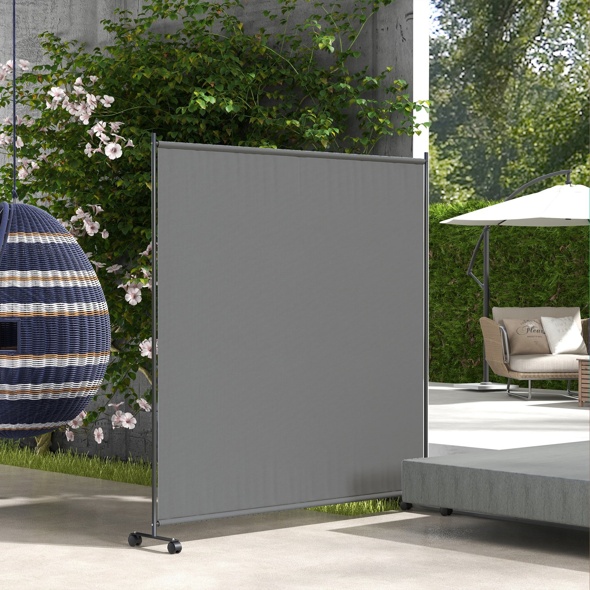 Outdoor Room Divider with Castor Wheels, Rolling Privacy Screen for Patio Backyard Pool Hot Tub, 6ft Tall at Gallery Canada