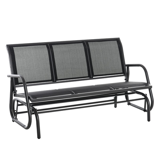 3-Seat Outdoor Glider Chair, Patio Rocking Chair, Steel Frame, Sling Fabric Seat for Garden, Backyard, Lawn, Black at Gallery Canada
