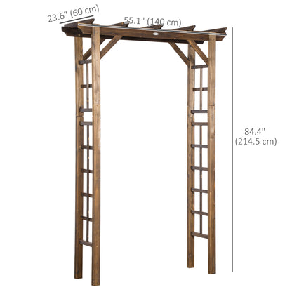 85" Wooden Outdoor Garden Arbor, Garden Arch Trellis for Climbing Vines for Wedding and Ceremony - Carbonized at Gallery Canada