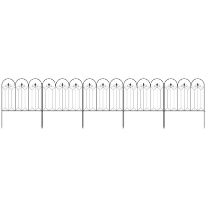 5PCs Outdoor Garden Fence Panels, Metal Wire Landscape Flower Bed Border Edging Animal Barrier, 31" x 10', Black at Gallery Canada