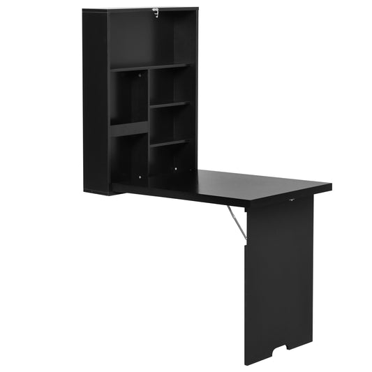 Wall Mounted Table Fold Out Convertible Desk Multi-Functional Standing Desk with Writing Floating Board for Students, Black at Gallery Canada