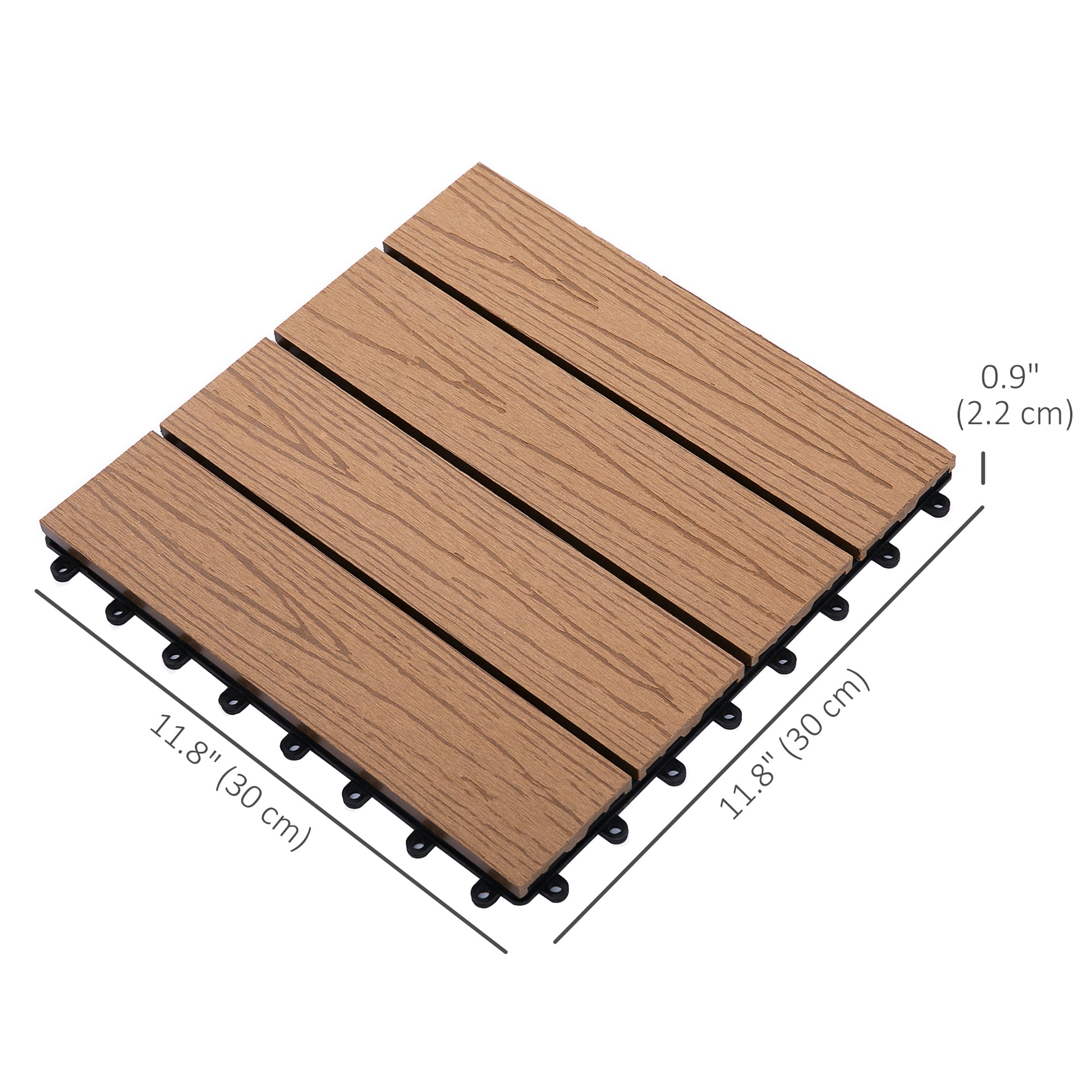 Outdoor Tiles, 11 Pack 12" x 12" WPC Interlocking Deck Tiles Waterproof and Non-slip at Gallery Canada