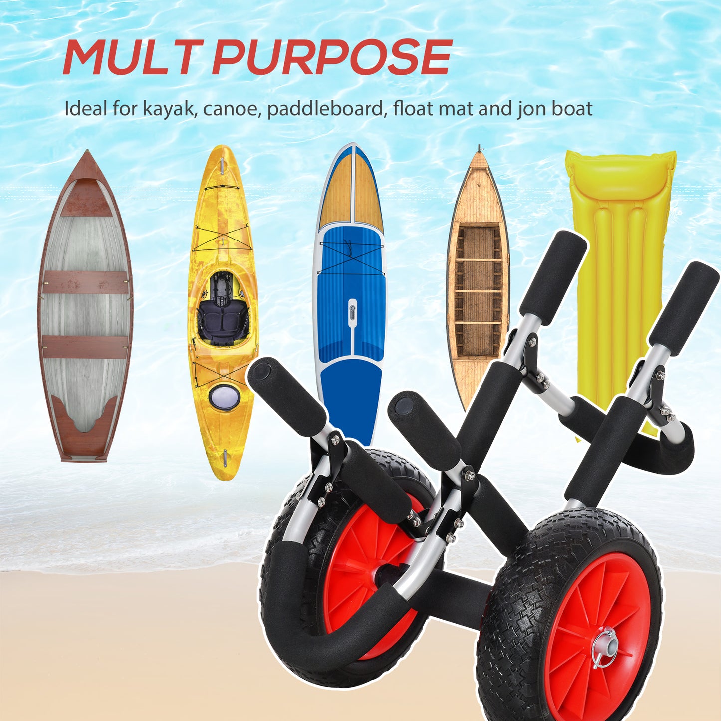 Stand-Up Paddleboard Dolly, Aluminum Surfboard Trolley, Foldable Rolling Cart for SUPs Boat Canoe Carrier Tote Dolly Trolley Float Mat, Jon Boat Easy Transport Cart Wheeled Cart at Gallery Canada