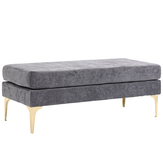 Upholstered Bench, 48" End of Bed Bench, Entryway Bench with Double Layer Seat Cushions and Steel Legs for Bedroom, Dark Grey - Gallery Canada
