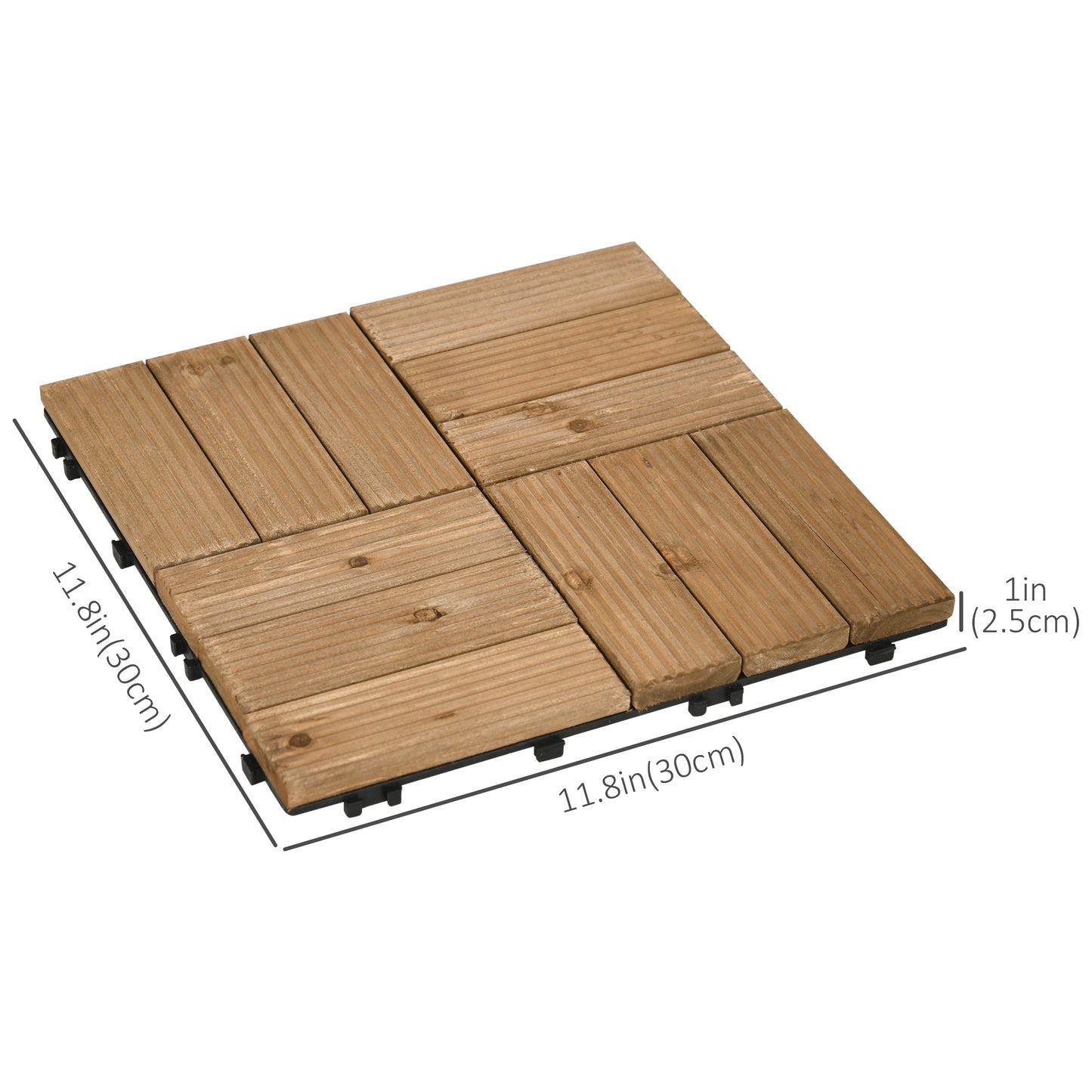 54 Pcs Wood Interlocking Deck Tiles, 12 x 12in Outdoor Flooring Tiles for Indoor and Outdoor Use, Tools Free Assembly, Brown at Gallery Canada