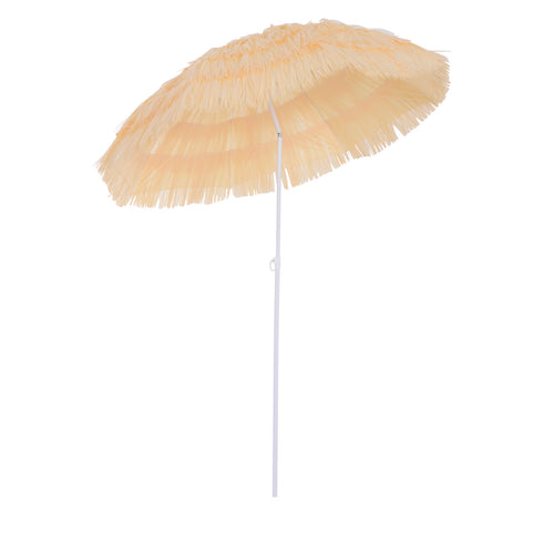 6FT Beach Umbrella Tilt Sunshade Height Adjustable Outdoor Market Patio Yard Crank Deck Sun Shade, Wheat