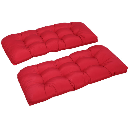 Set of 2 Patio Bench Replacement Cushions, 2 Seater Outdoor Loveseat Cushion Seat Pad, 43" x 19" x 3", Wine Red at Gallery Canada