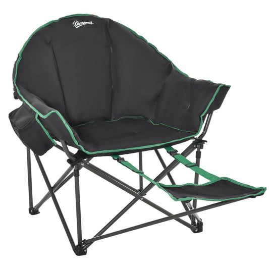 Foldable Camping Chair Padded Moon Saucer Chair with Carry Bag, Storage Pocket &; Removable Footrest for Outdoor, Beach, Picnic, Hiking, Fishing, Travel at Gallery Canada