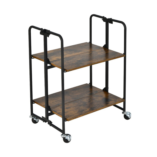 Foldable Rolling Cart with Storage Shelves for Kitchen at Gallery Canada