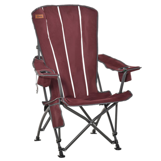 Folding Camping Chair High Back Portable Lawn Chair w/ Storage Pocket, Cup Holder and Carrying Bag for Outdoor, Beach, Picnic, Hiking, Travel, Wine Red at Gallery Canada