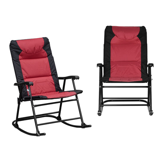 Folding Rocking Chair Set Pack of 2 Padded Rockers with Armrest, Red &; Black at Gallery Canada