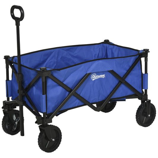 Folding Wagon Cart Collapsible Camping Trolley Garden Heavy Duty Shopping Cart with Brake Blue at Gallery Canada
